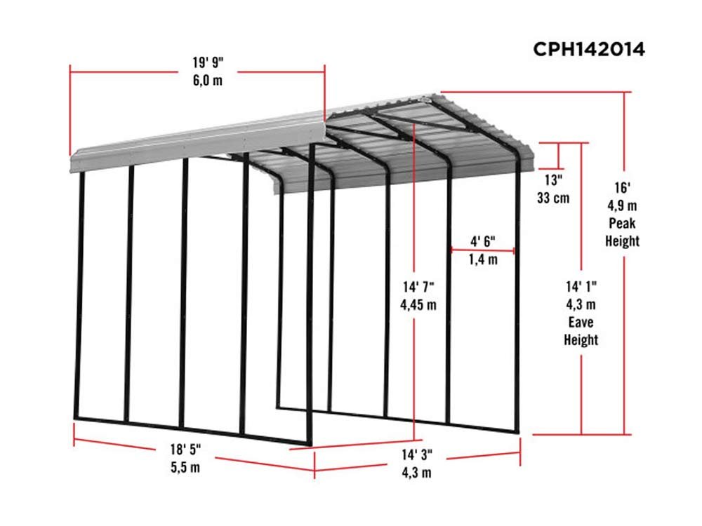 Arrow Carport, 14 ft. x 20 ft. x 14ft. Eggshell 14′ x 20′ x 14′
