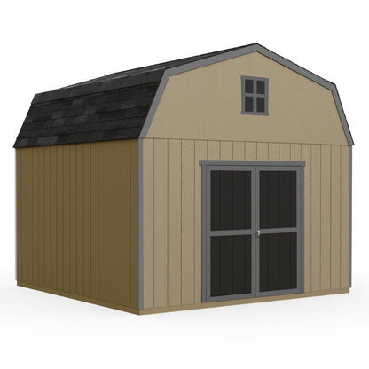 Handy Home Products Hudson 12×12 Do-it-Yourself Wooden Storage Shed Brown Without Floor
