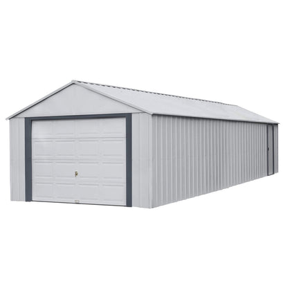 Arrow Shed 12′ x 31′ Murryhill Garage Galvanized Steel Extra Tall Walls Prefabricated Shed Storage Building, 12′ x 31′, Flute Gray