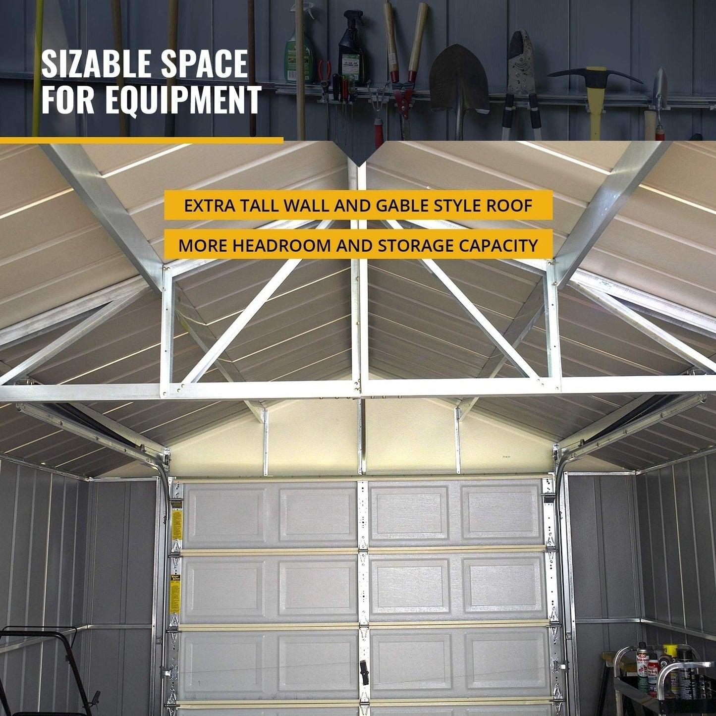 Arrow Shed 12′ x 31′ Murryhill Garage Galvanized Steel Extra Tall Walls Prefabricated Shed Storage Building, 12′ x 31′, Flute Gray
