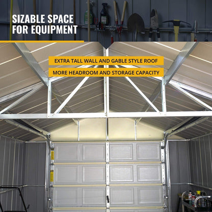 Arrow Shed 12′ x 31′ Murryhill Garage Galvanized Steel Extra Tall Walls Prefabricated Shed Storage Building, 12′ x 31′, Flute Gray
