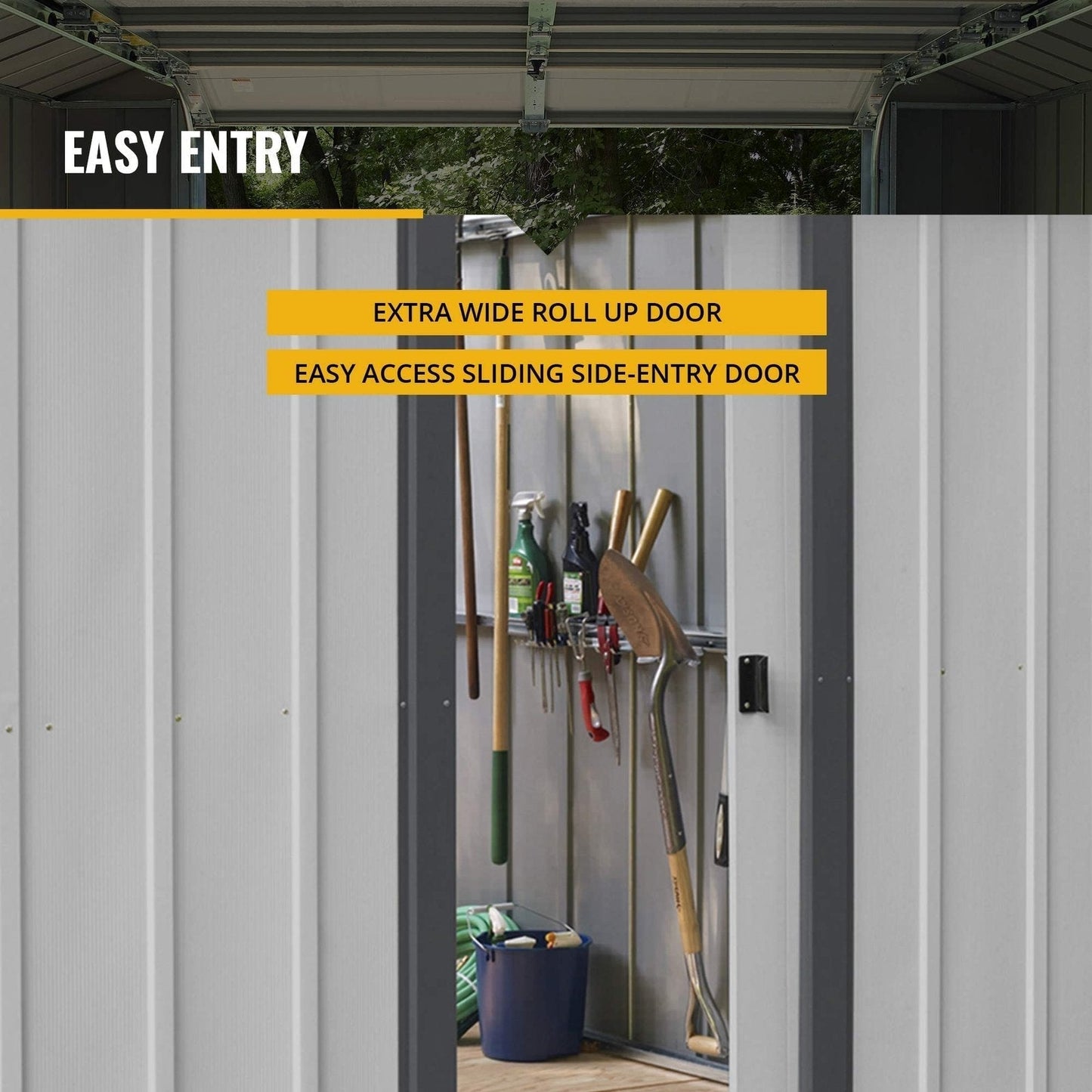 Arrow Shed 12′ x 31′ Murryhill Garage Galvanized Steel Extra Tall Walls Prefabricated Shed Storage Building, 12′ x 31′, Flute Gray