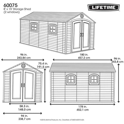 8 Ft. X 15 Ft. Resin Storage Shed