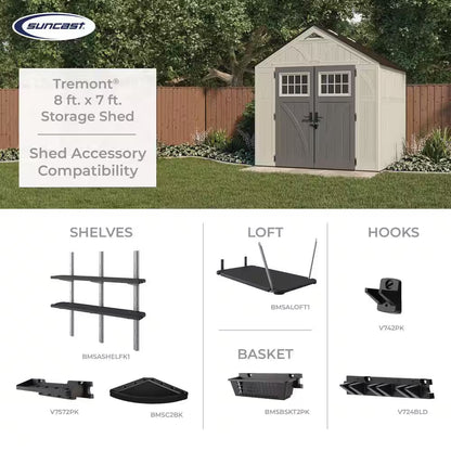 Tremont 7 Ft. 1-3/4 In. X 8 Ft. 4-1/2 In. Resin Storage Shed