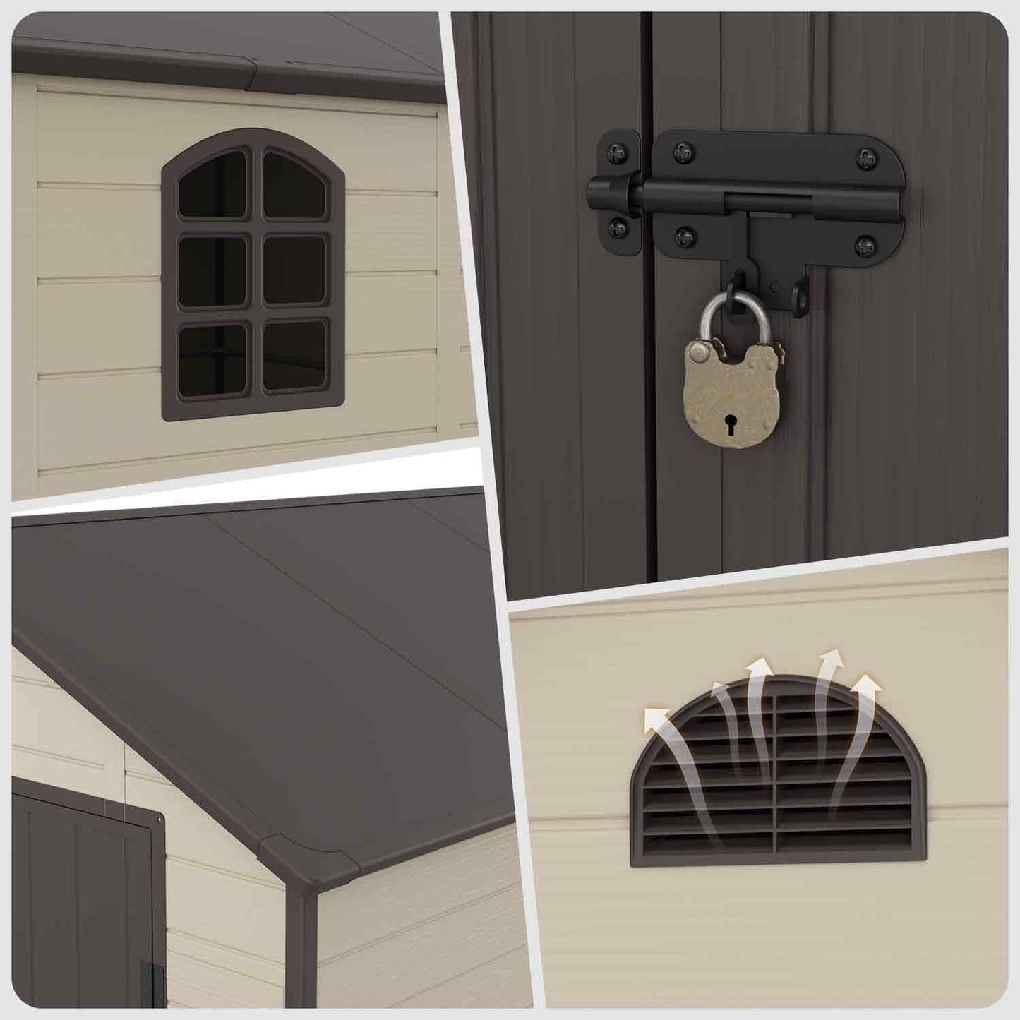 Outdoor Storage Shed 4X3 Ft, Resin Sheds & Outdoor Storage, Patio Furniture Shed with Lockable Door, Outdoor Sheds Garden Tools, Bikes, BBQ Grills, Pool Accessories for Backyard, Patio