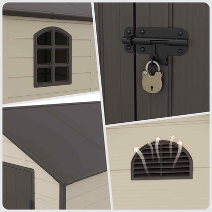 Outdoor Storage Shed 4X3 Ft, Resin Sheds & Outdoor Storage, Patio Furniture Shed with Lockable Door, Outdoor Sheds Garden Tools, Bikes, BBQ Grills, Pool Accessories for Backyard, Patio